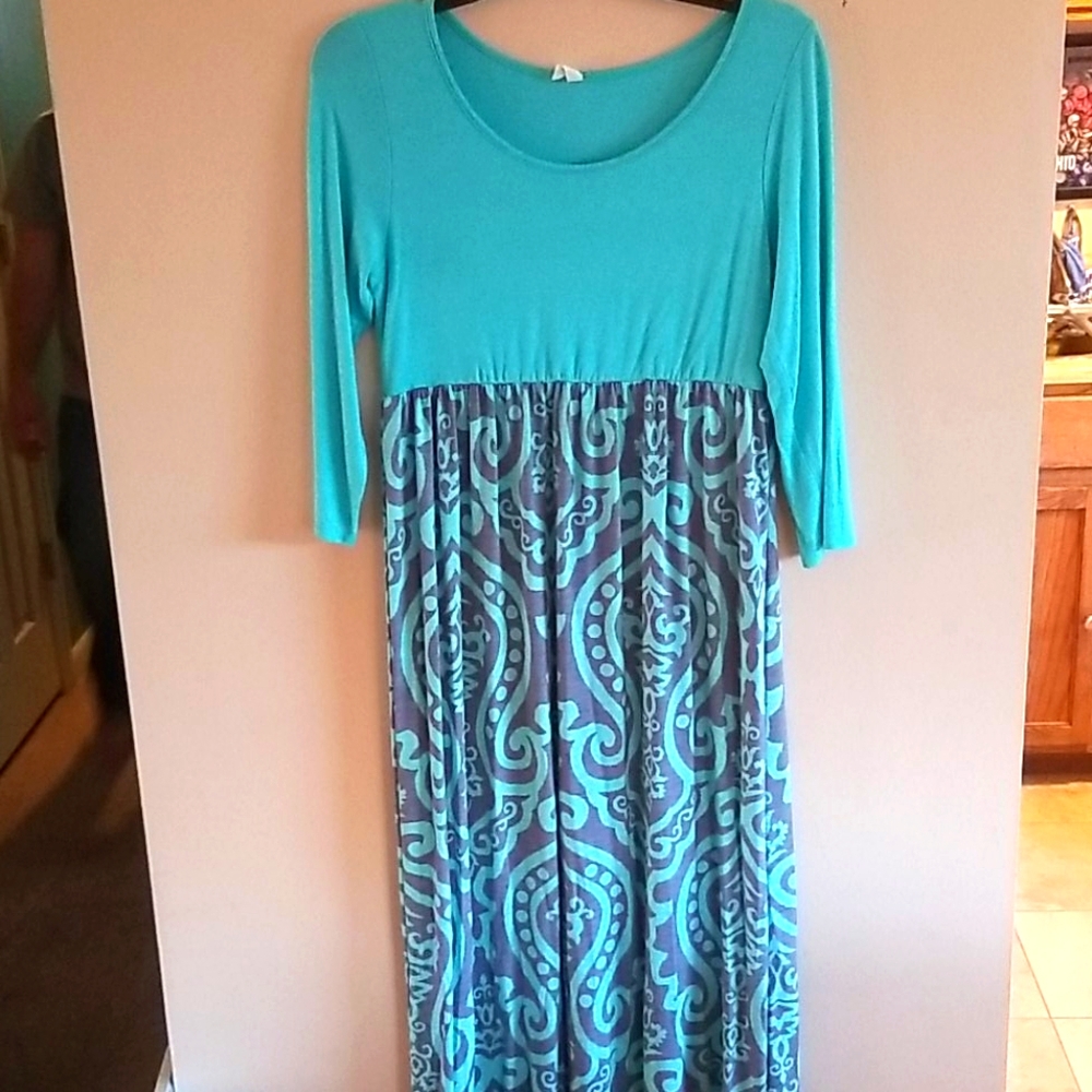 Pink Blush Maternity - Maxi Teal/Grey - L